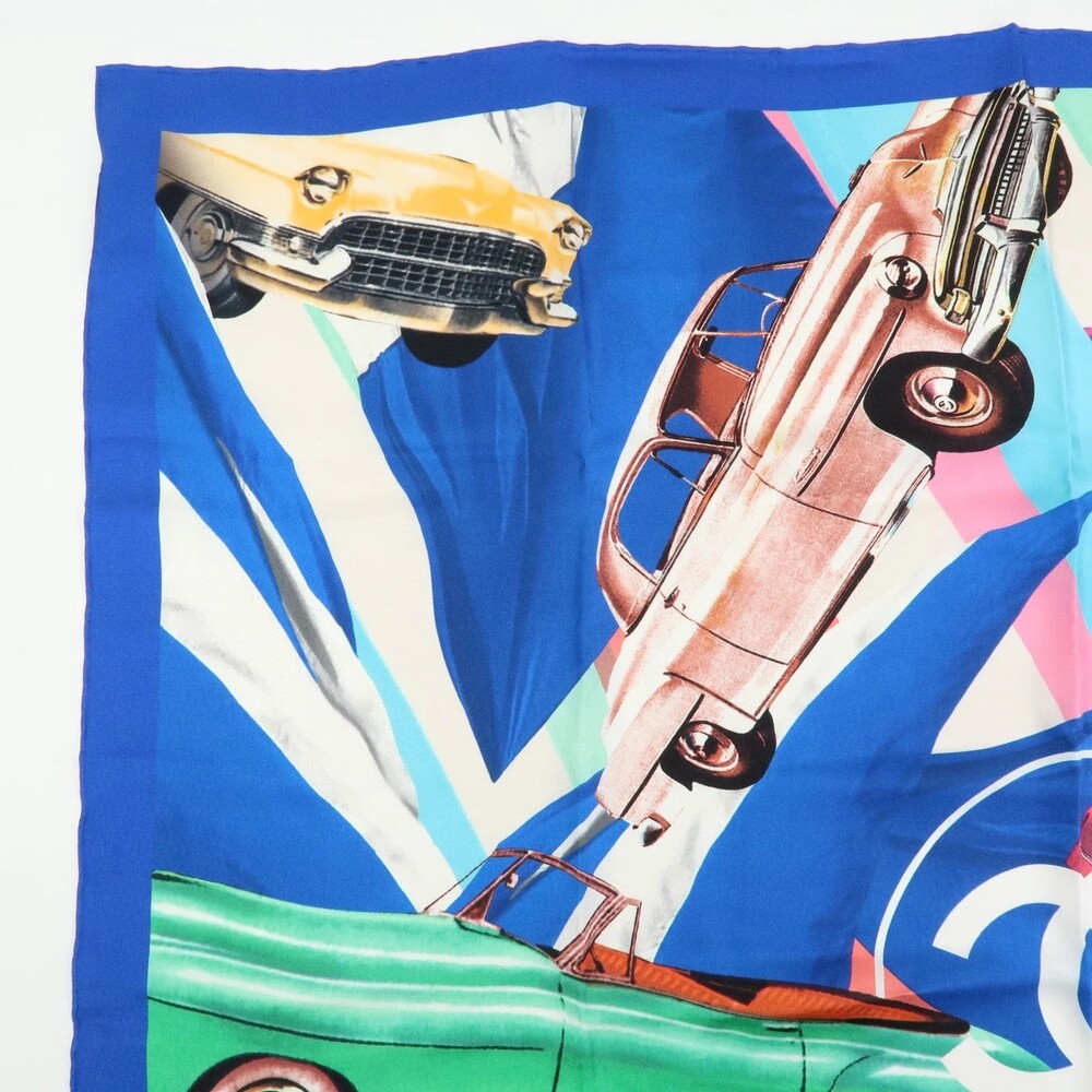 CHANEL Silk 100% Scarf Classic Car Print - Silk 100% Scarf Classic Car Print Blu
